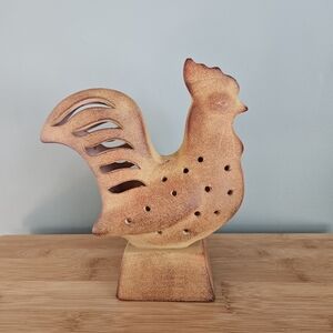 Rustic Brown Rooster Candle Holder